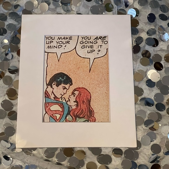 Superman RedHead lady comic Art matted pop cute retro make up mind give it up - Picture 1 of 3
